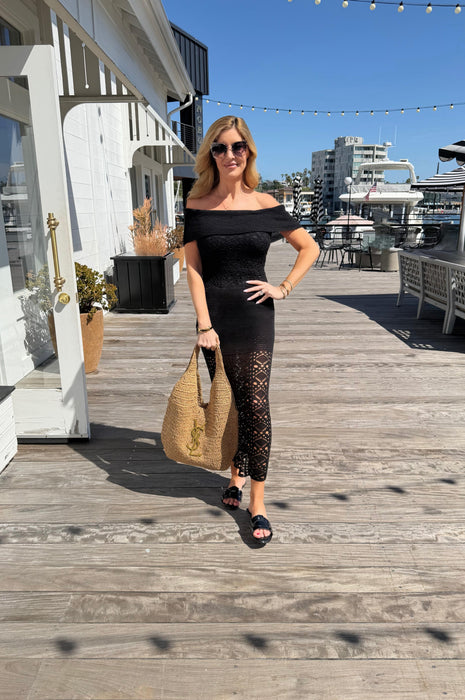 Picturesque Crochet Dress Black