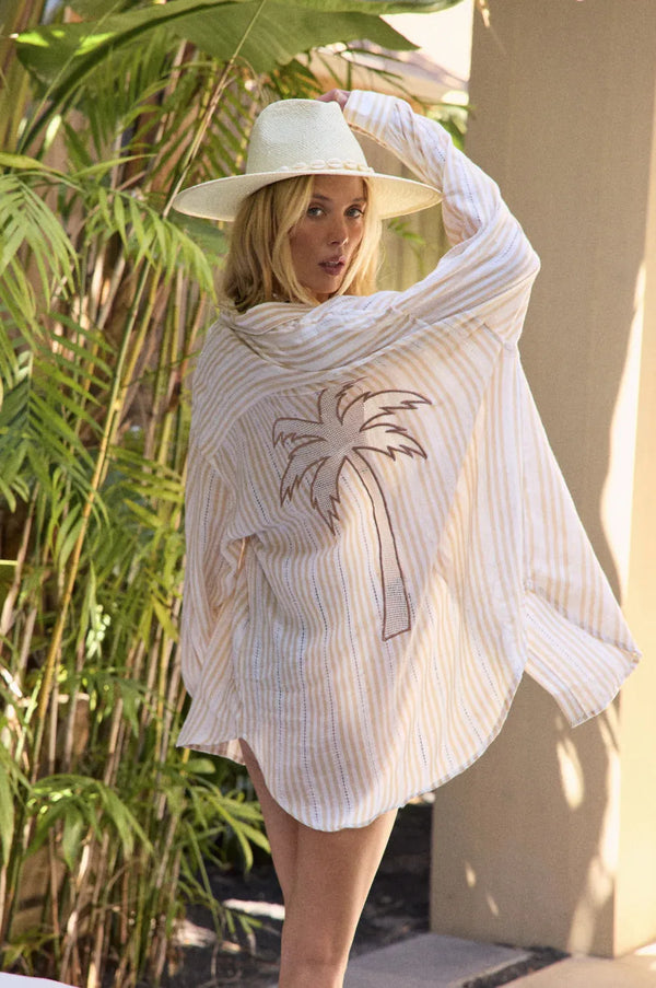 Palm Tree Cabana Striped Shirt