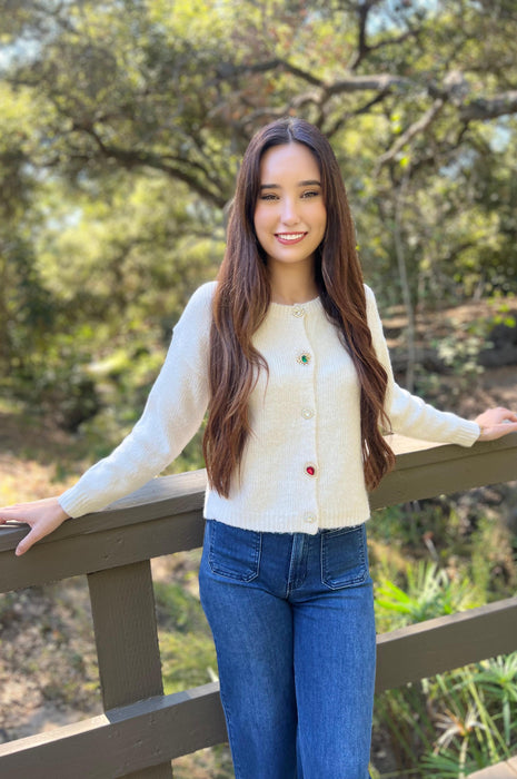 Holiday Jewel Cream Cardigan