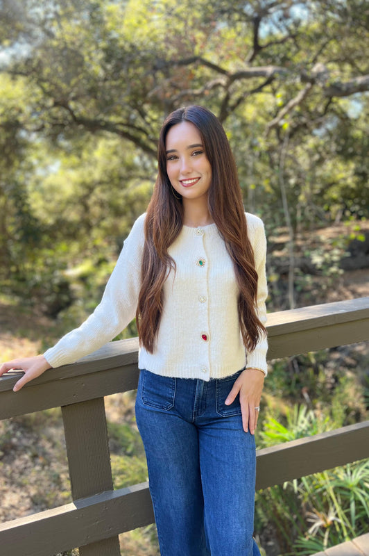 Holiday Jewel Cream Cardigan