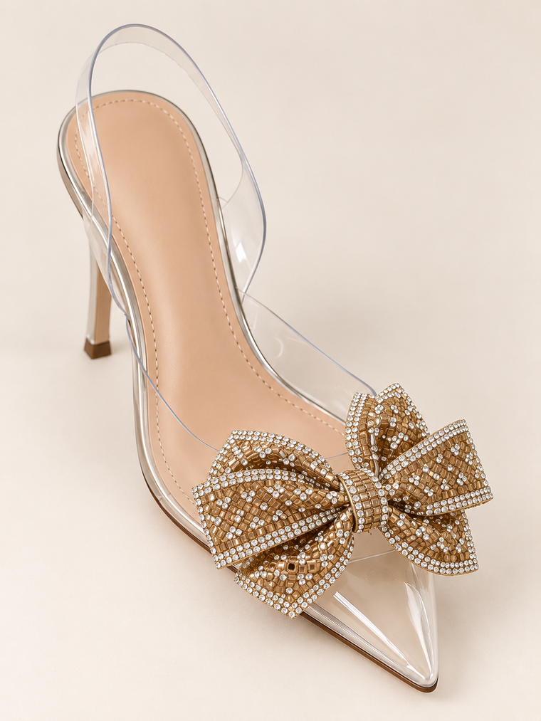 Sparkle and Shine Kitten Heel Clear Gold