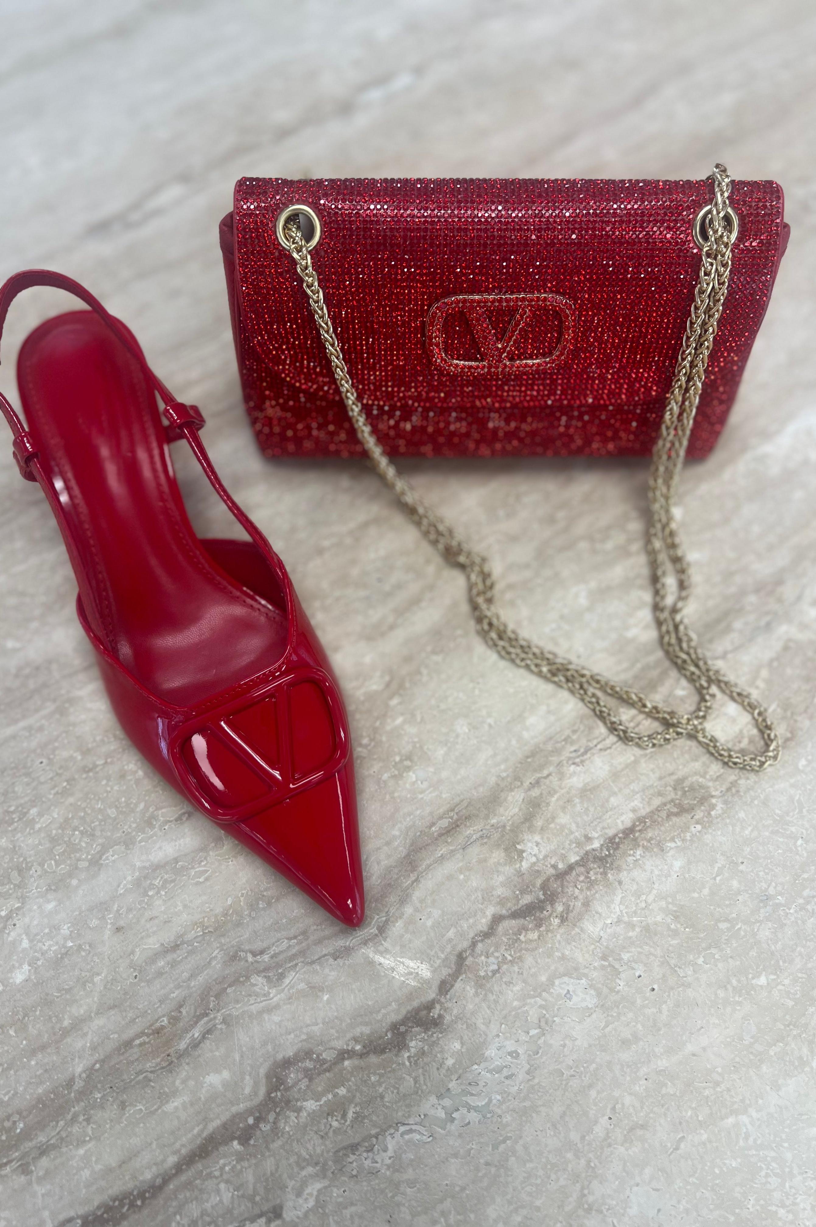 Gala Goddess Sparkle V Bag Red