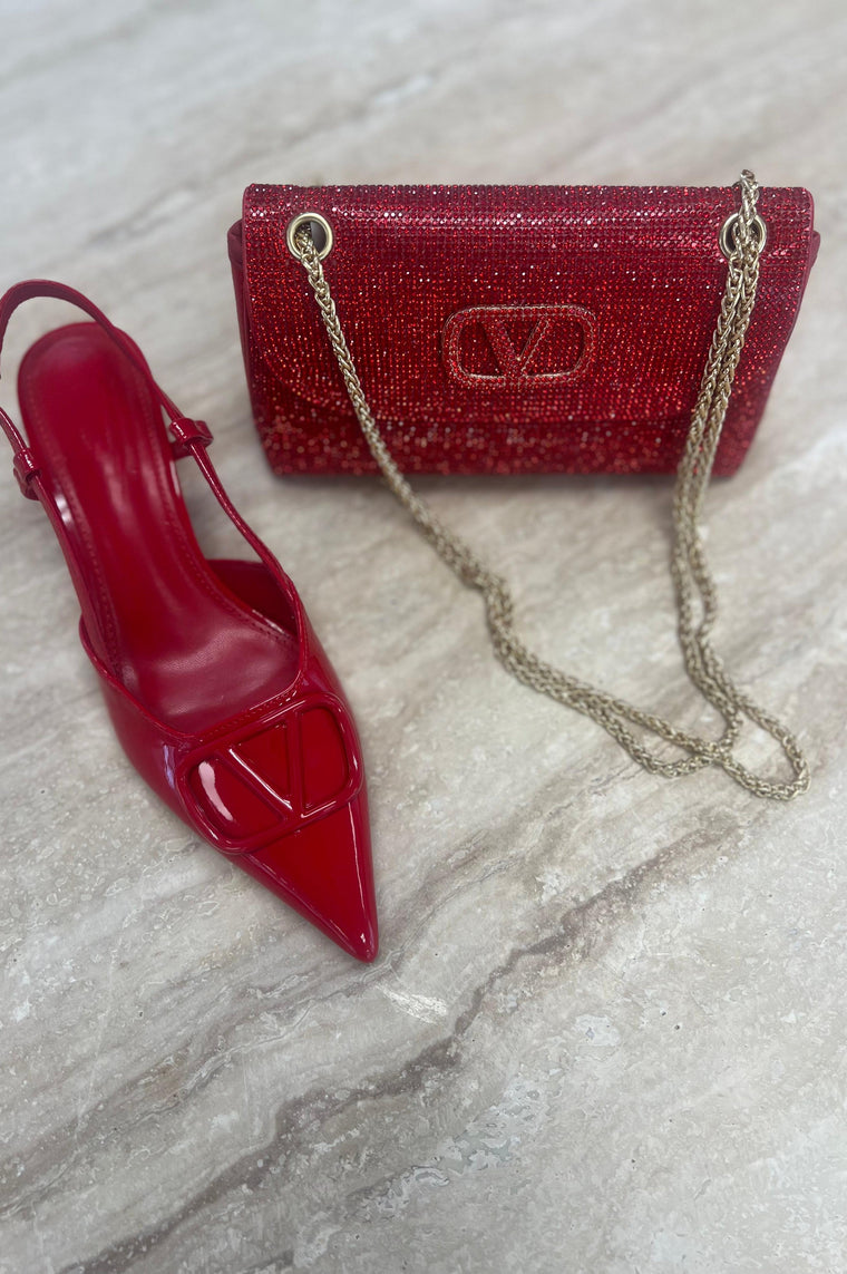 Gala Goddess Sparkle V Bag Red
