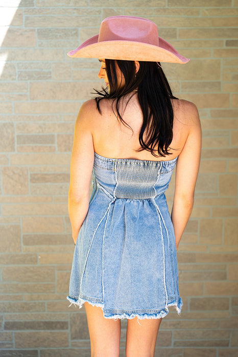 Denim Mini Tube Dress Medium Denim