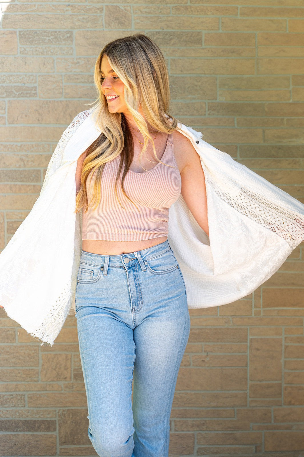 Ribbed Padded Bralette Dusty Pink