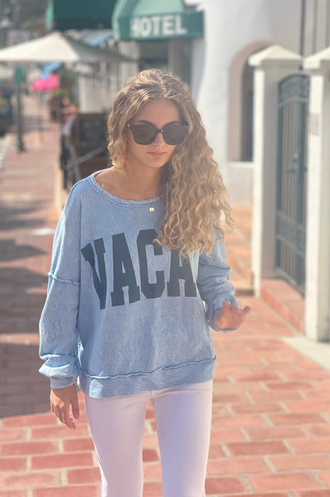 Vacay Graphic Pullover Denim