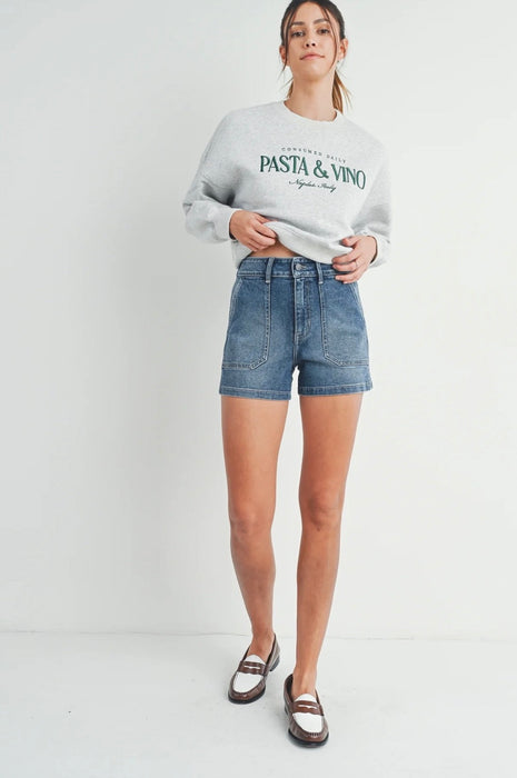 Patch Pocket Denim Shorts