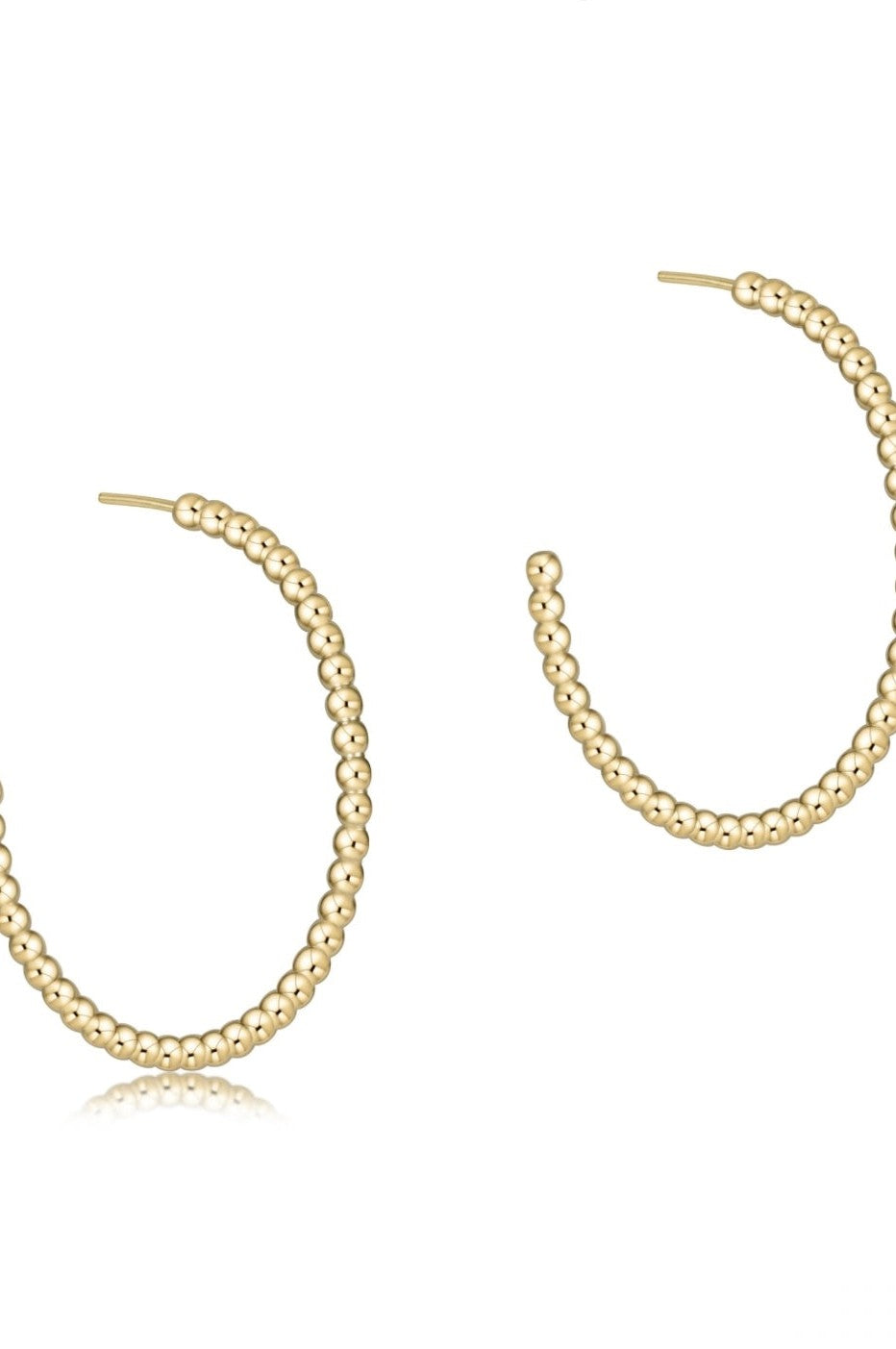 Beaded Classic 1.25" Post Hoop 2mm Gold