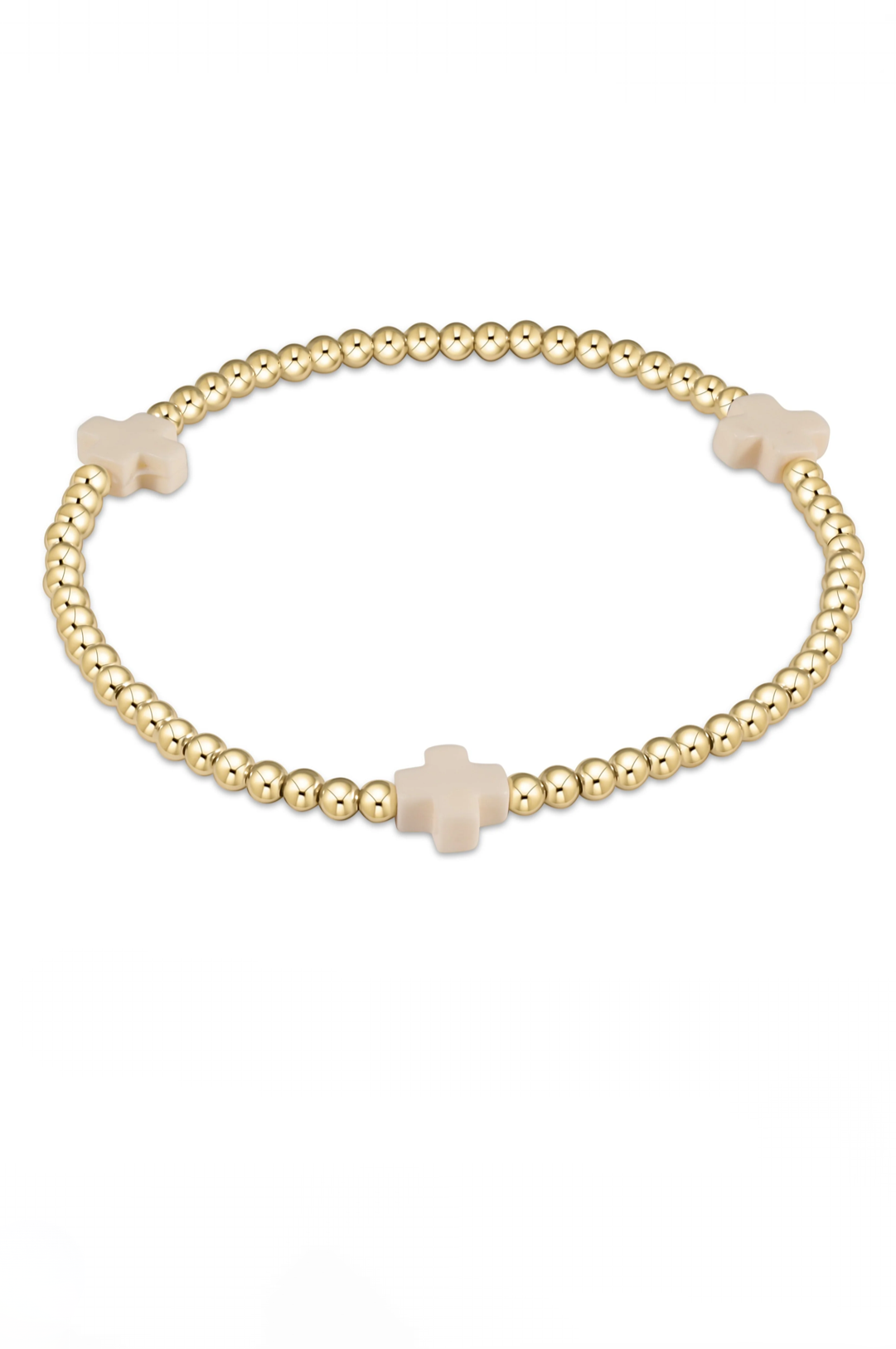 Signature Cross Gold Bead Bracelet Off-White