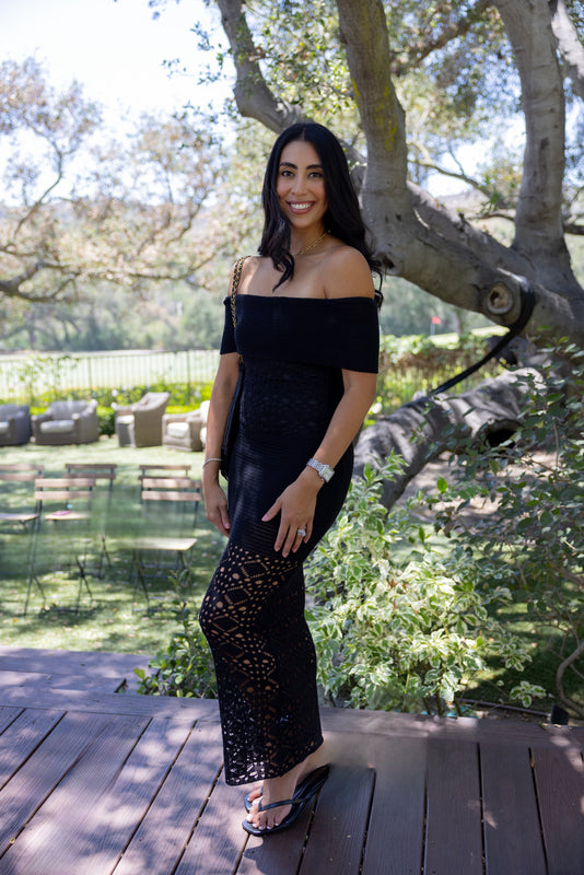 Picturesque Crochet Dress Black