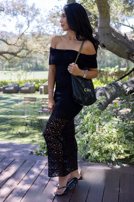 Picturesque Crochet Dress Black
