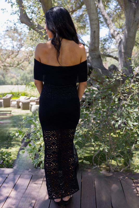 Picturesque Crochet Dress Black