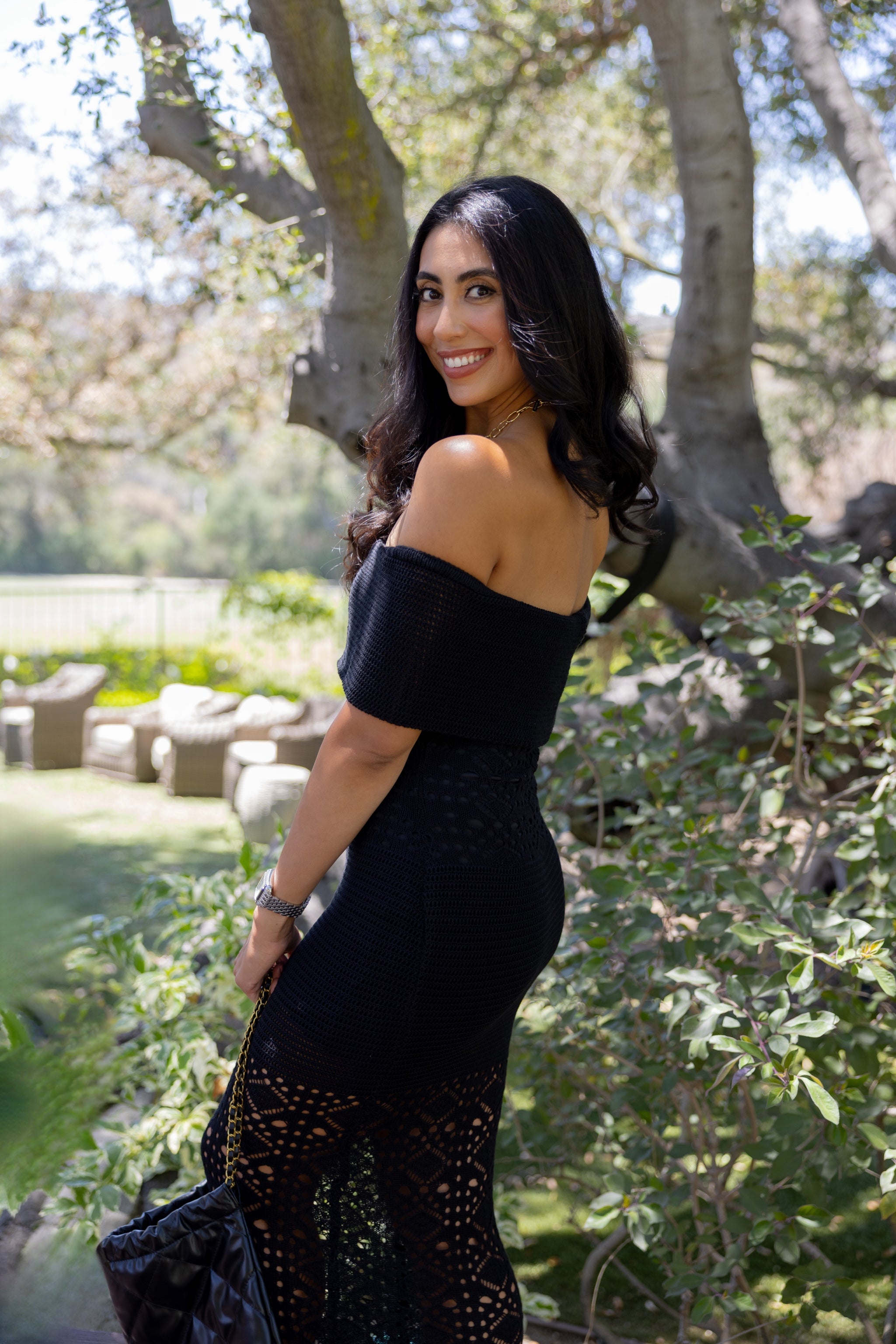 Picturesque Crochet Dress Black