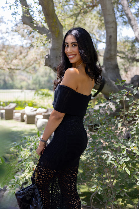 Picturesque Crochet Dress Black