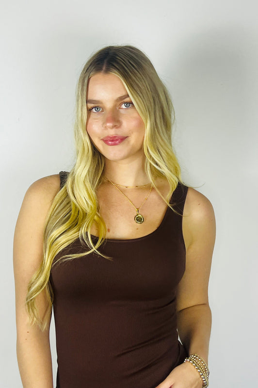 Coffee Bean Ribbed Tank