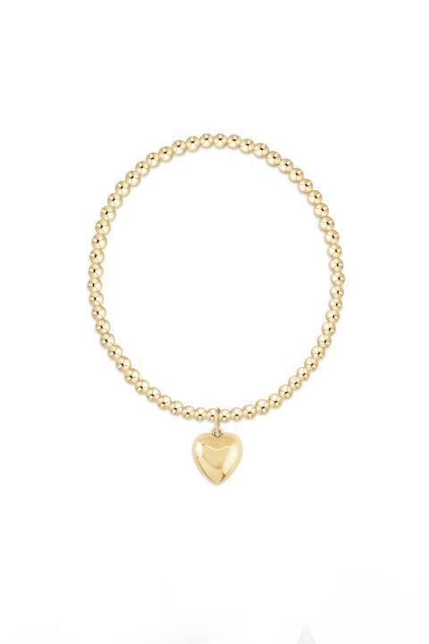 Classic Gold 3mm Bead Bracelet Love Plush Gold Charm