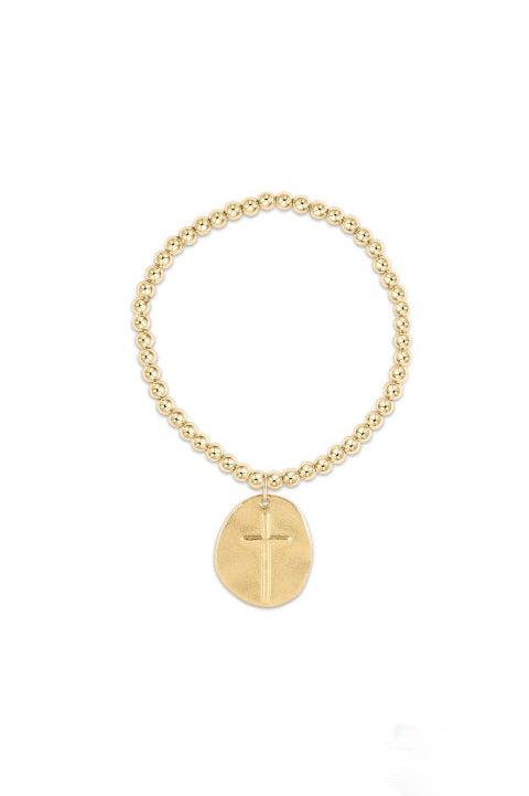Classic Gold 4mm Bead Bracelet Inspire Gold Charm