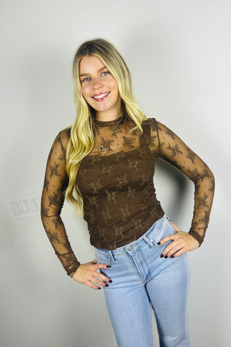 Chocolate Lace Top Brown