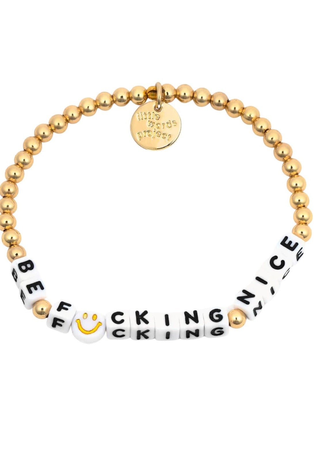 Be F*cking Nice Bead Bracelet- Little Words Project White Gold