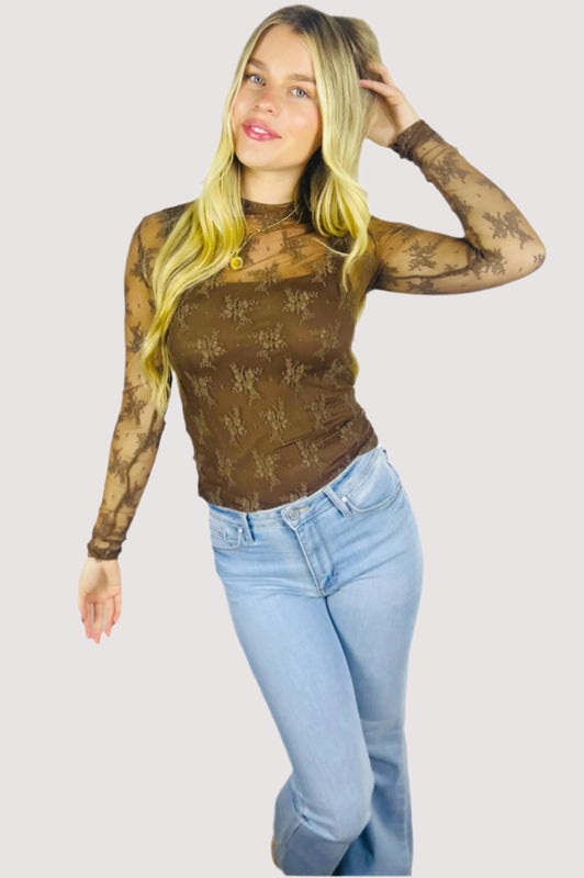 Chocolate Lace Top Brown