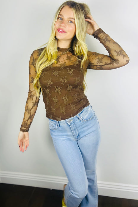 Chocolate Lace Top Brown