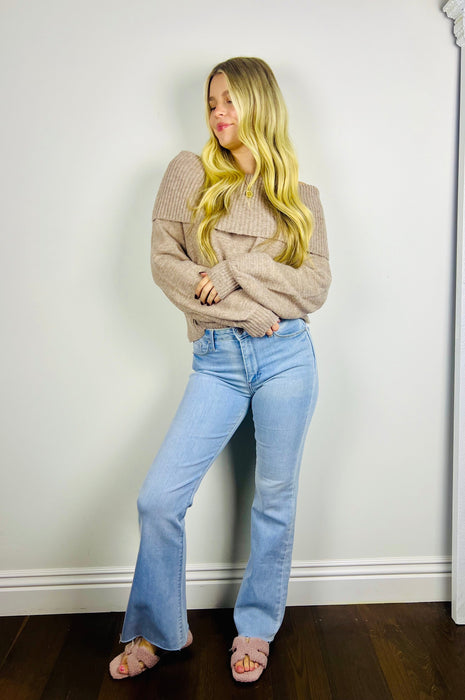 Carmel Coffee Off the Shoulder Sweater