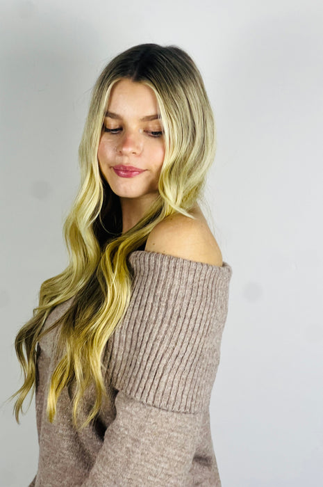 Carmel Coffee Off the Shoulder Sweater