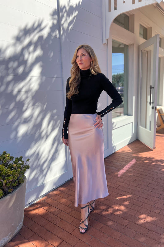 Elegance Satin Skirt Nude