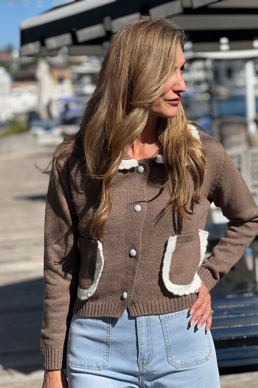 Cocoa Trimmed Cardigan