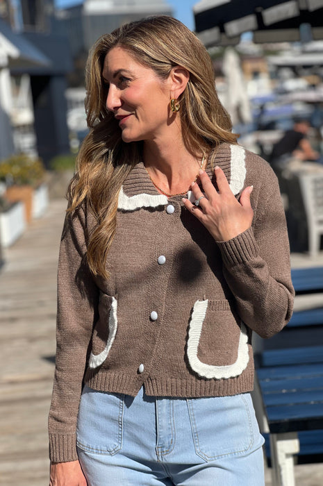 Cocoa Trimmed Cardigan