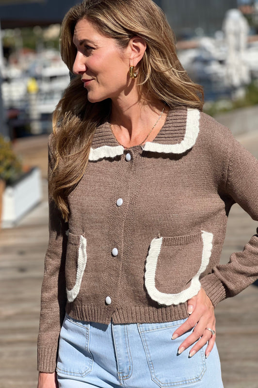 Cocoa Trimmed Cardigan