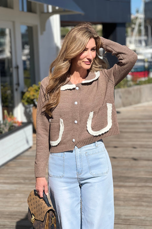 Cocoa Trimmed Cardigan