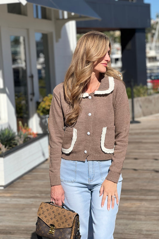 Cocoa Trimmed Cardigan