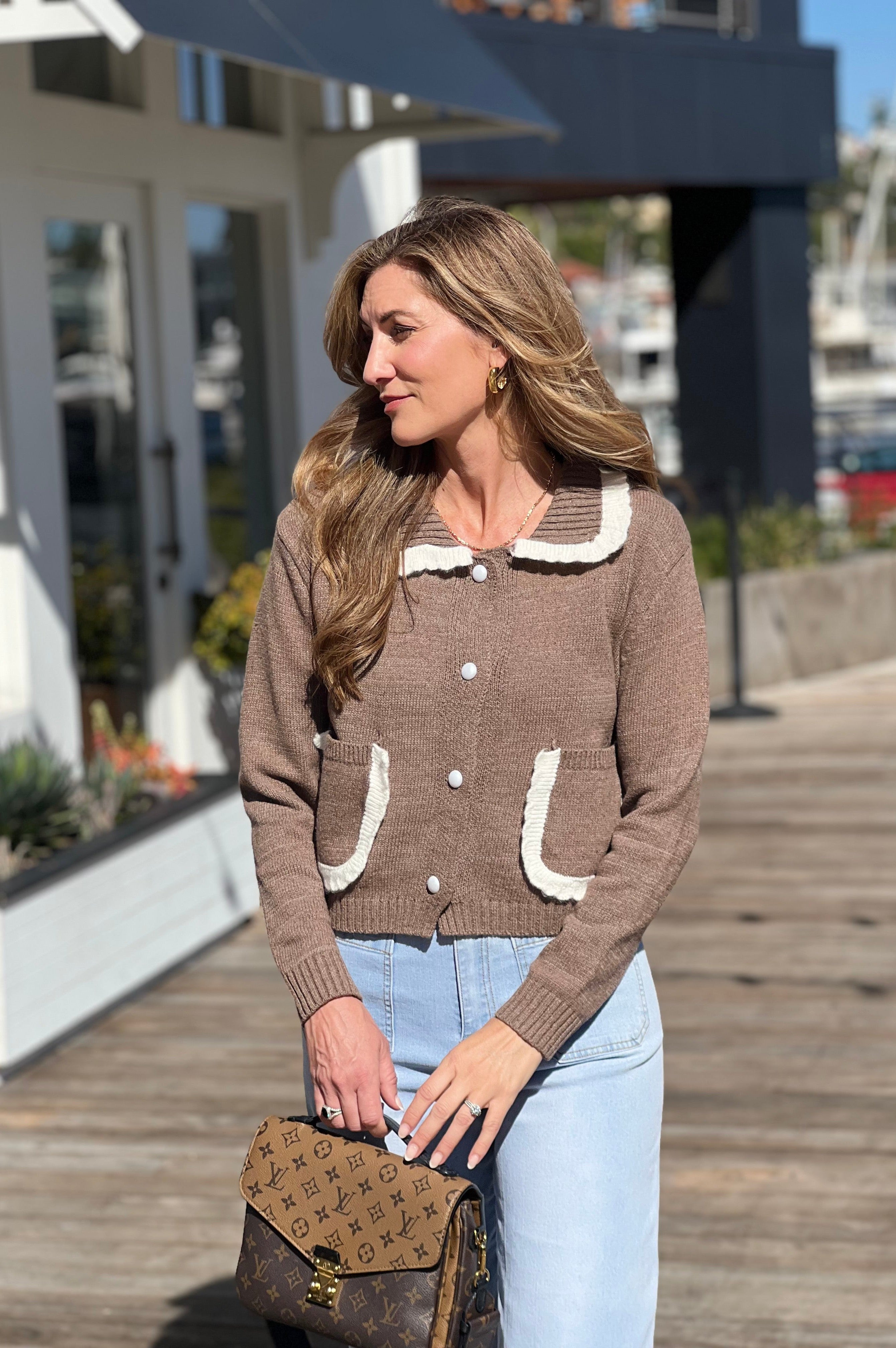 Cocoa Trimmed Cardigan