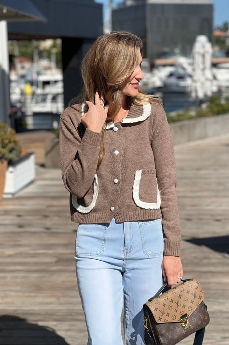 Cocoa Trimmed Cardigan