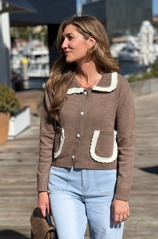 Cocoa Trimmed Cardigan