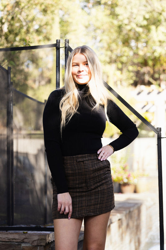 Mocha Plaid Skirt