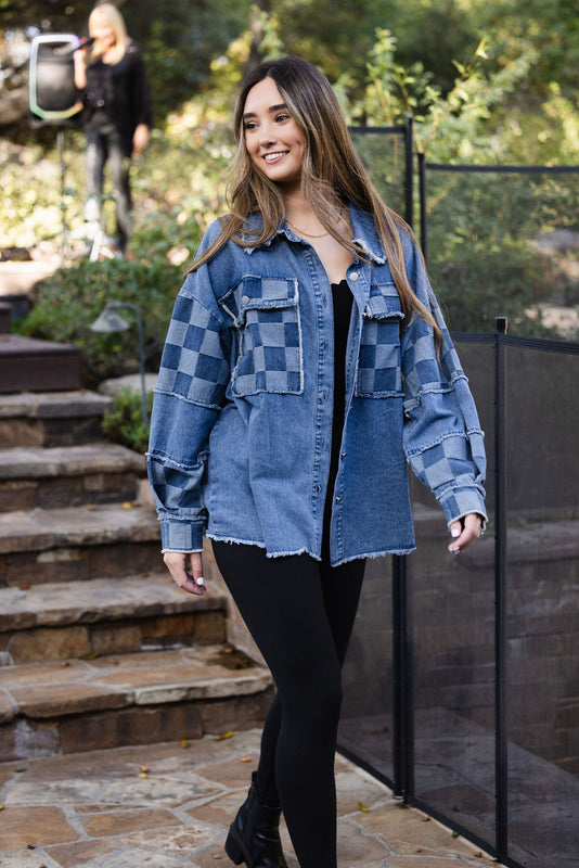 Venice Beach Denim Jacket Checkerboard