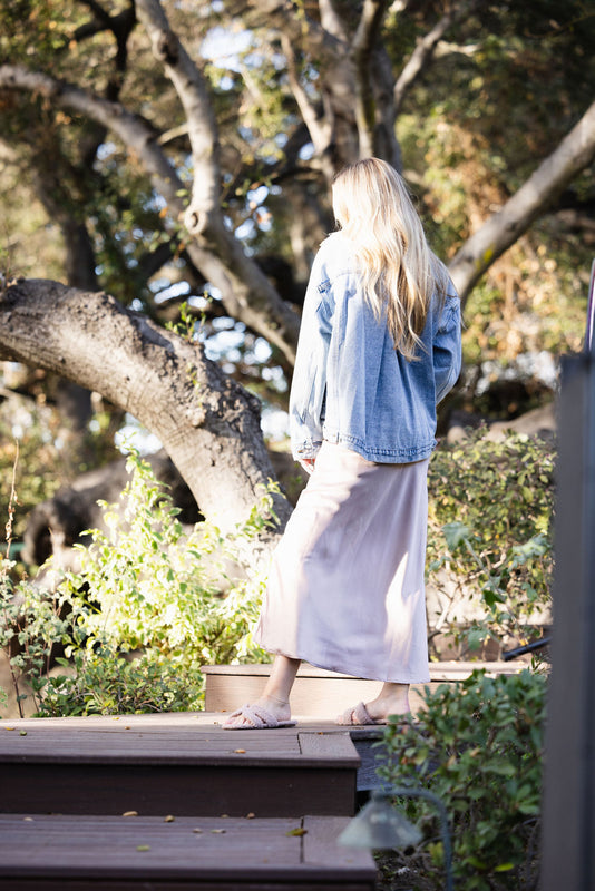 Elegance Satin Skirt Nude