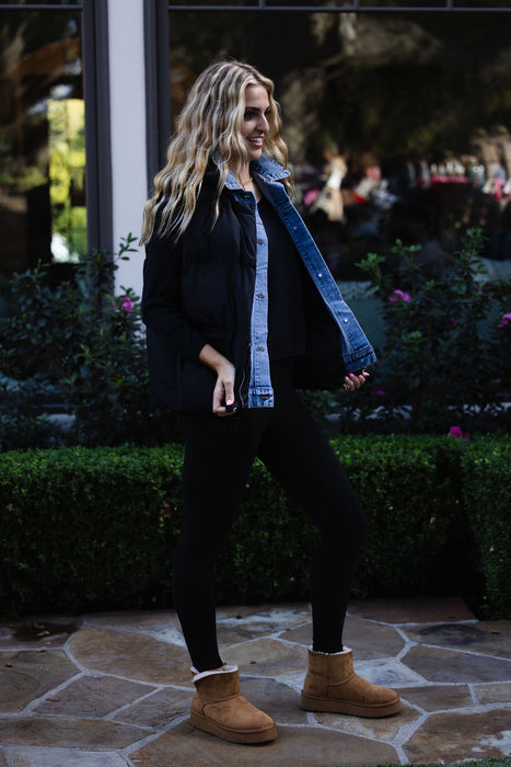 Denim Layered Puffer Vest