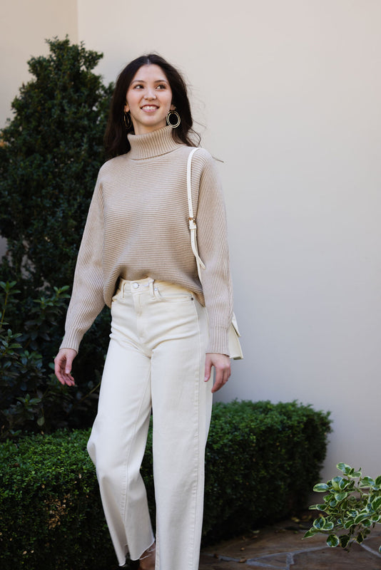 Anya Turtleneck Sweater Light Taupe