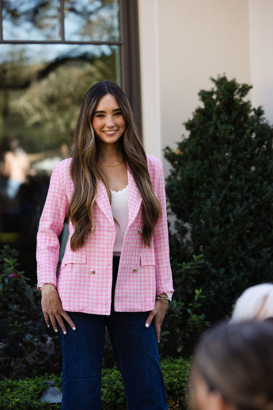 City Dreams Tweed Blazer Pink