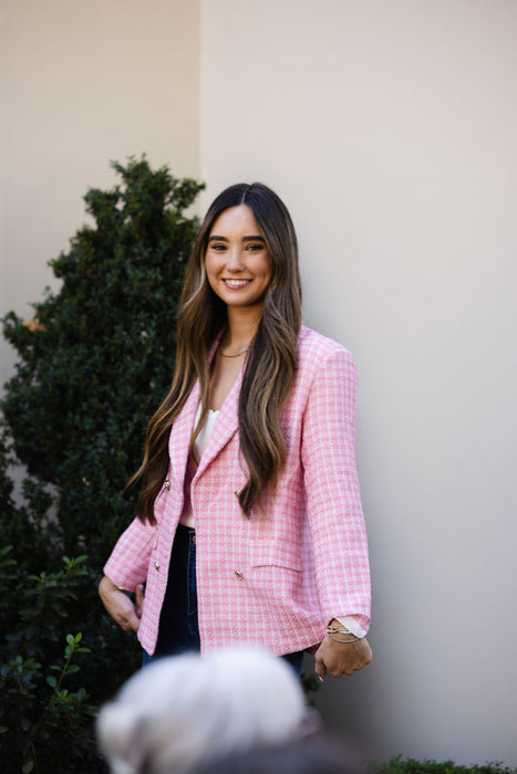 City Dreams Tweed Blazer Pink