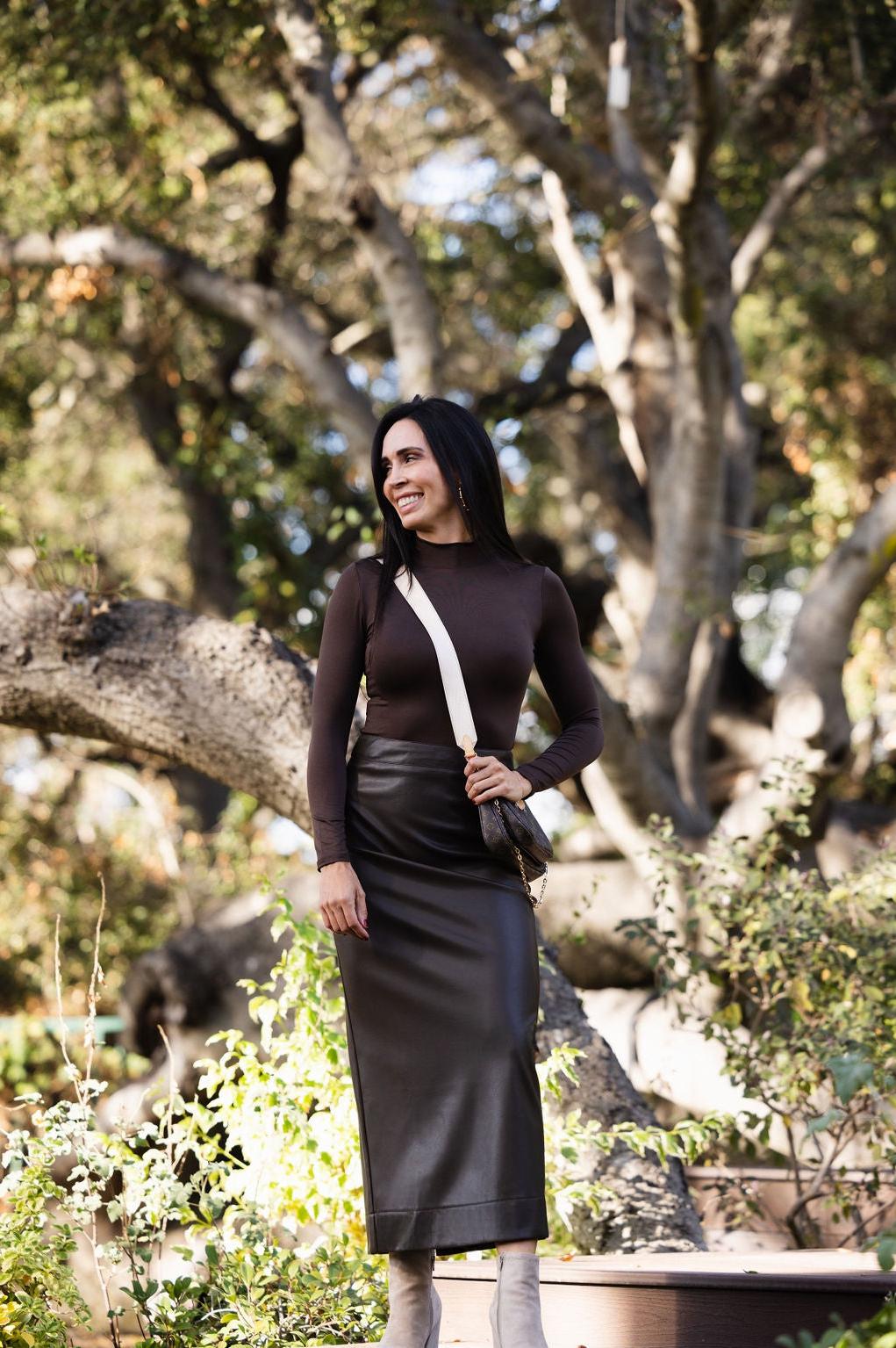 Faux Leather Skirt Brown Faux Leather Skirt Brown