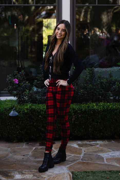 Holiday Plaid Leggings Red