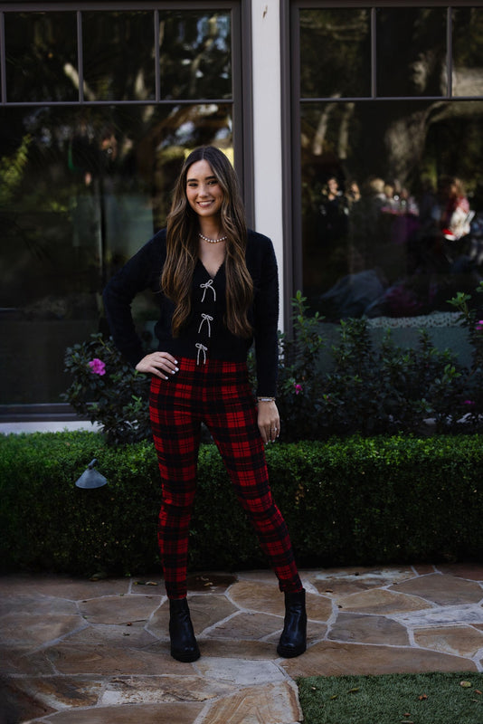 Holiday Plaid Leggings Red