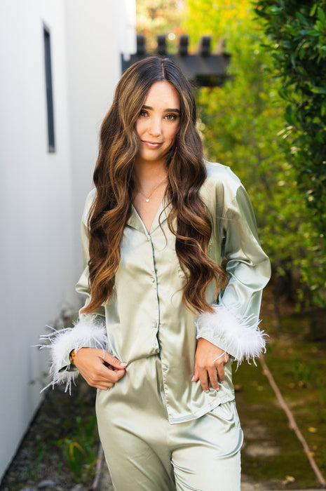 Tiffany's Feather Pajama Set Green