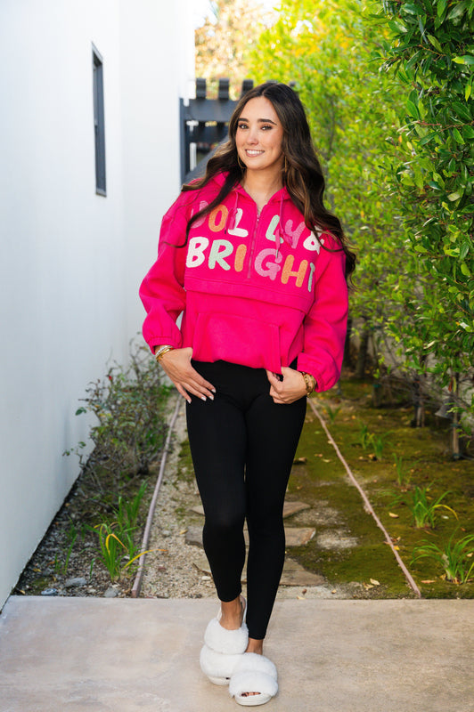 Jolly & Bright Sparkle Letter Hoodie