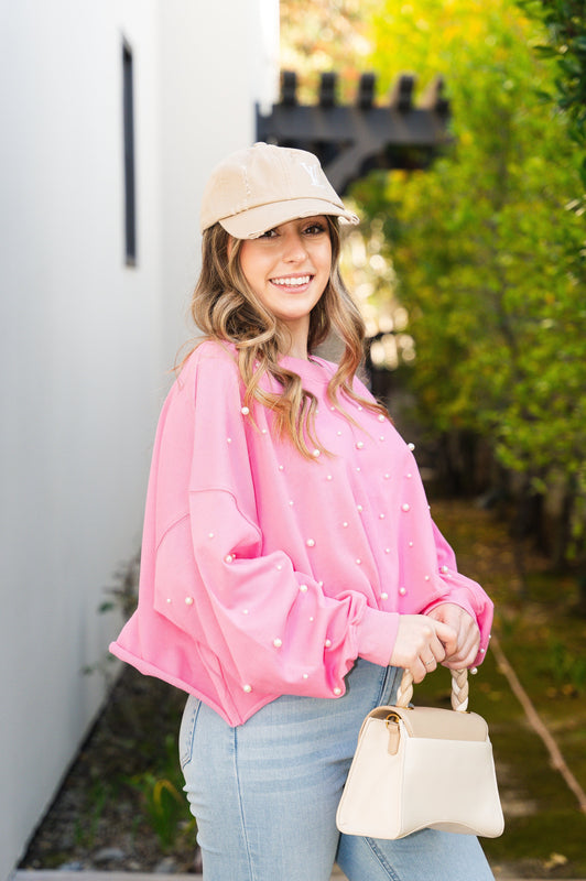Pink Pearl Crop Pullover