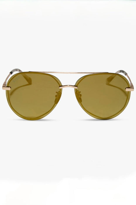 Diff Lenox Brushed Gold Moss Mirror Polarized Sunglasses